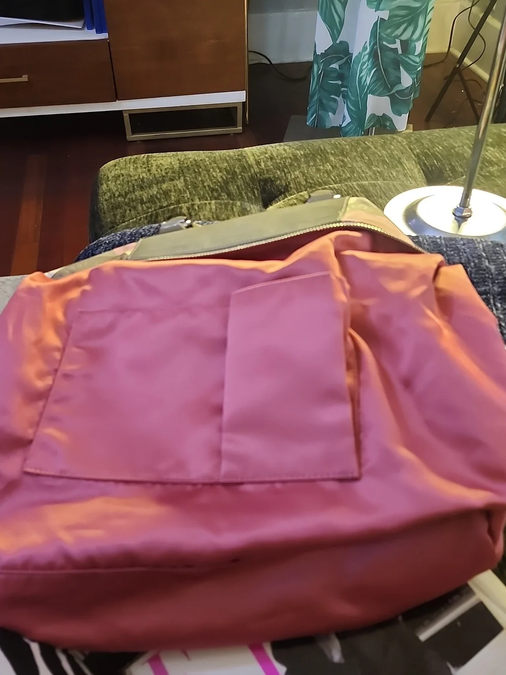 Coach Ashley Snaphead Satchel W/Pink & Olive Circle-Print Satin & Patent Trim - Picture 14 of 16